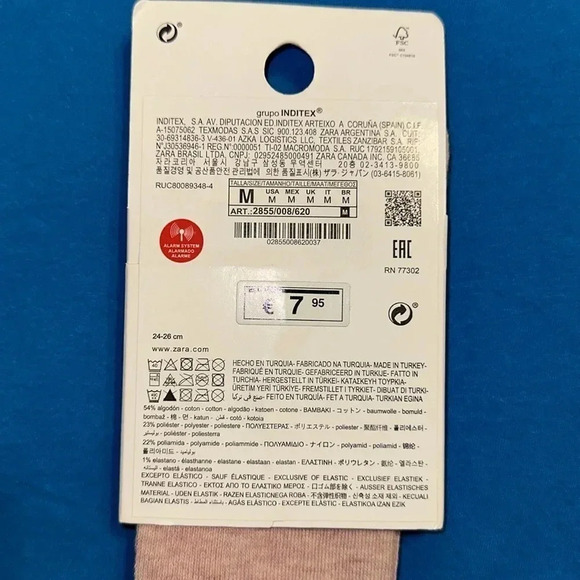 NWT Zara Women’s Blush Crew Socks (1 Pair) - Picture 5 of 5